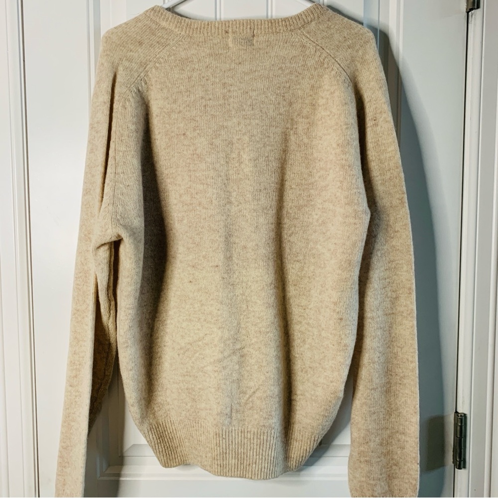 Jockey Vintage Mens 100% Lambswool V-Neck Oatmeal Cream Knit Sweater | NWT | XL - Picture 2 of 6